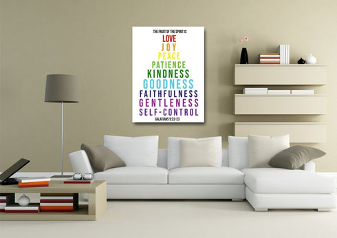 #10 Colored Letters & Galatians 5:22 Fruit of the Spirit Canvas Print