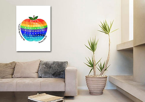 #14 Multicolored Apple & Galatians 5:22 Fruit of the Spirit Canvas Print