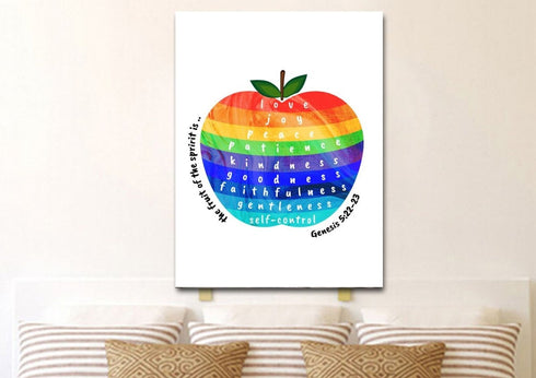 #14 Multicolored Apple & Galatians 5:22 Fruit of the Spirit Canvas Print