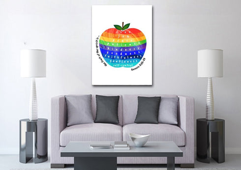 #14 Multicolored Apple & Galatians 5:22 Fruit of the Spirit Canvas Print
