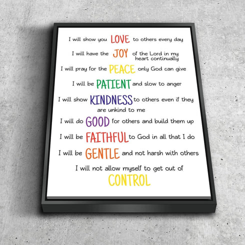 #15 Focused Words & Galatians 5:22 Fruit of the Spirit Canvas Print