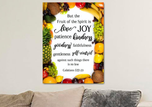 #5 Pictured Fruits & Galatians 5:22 Fruit of the Spirit Canvas Print