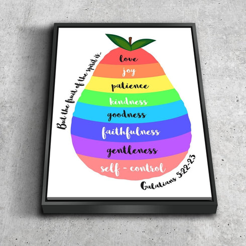 #8 Rainbow Fruit & Galatians 5:22 Fruit of the Spirit Canvas Print