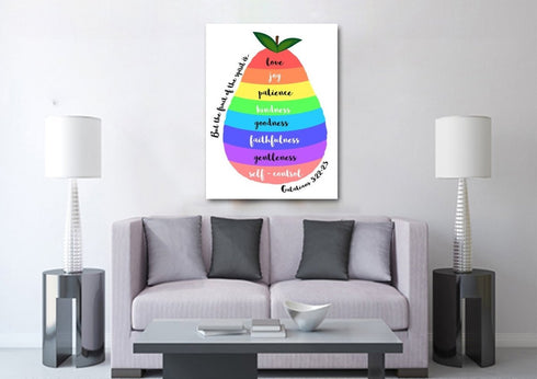 #8 Rainbow Fruit & Galatians 5:22 Fruit of the Spirit Canvas Print