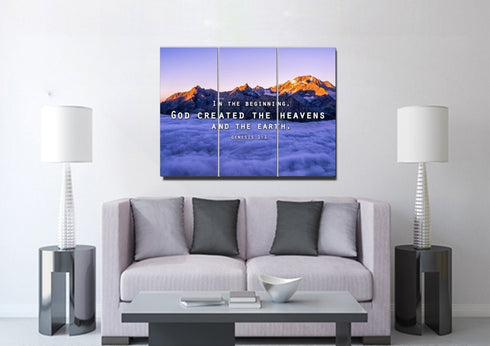 Genesis 1:1 God Created the Heavens and Earth Wall Art Canvas Print.