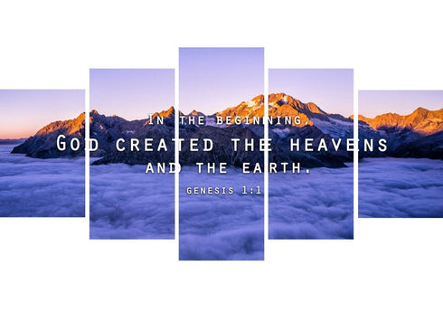 Genesis 1:1 God Created the Heavens and Earth Wall Art Canvas Print.