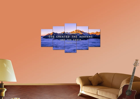 Genesis 1:1 God Created the Heavens and Earth Wall Art Canvas Print.