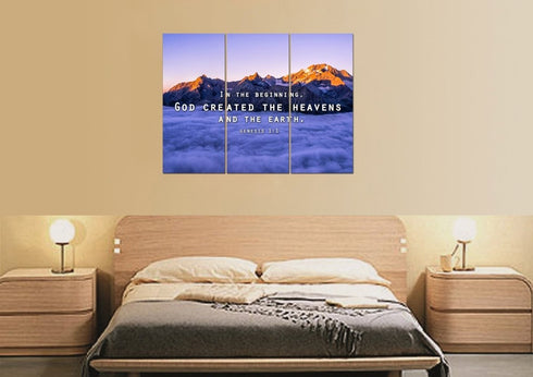Genesis 1:1 God Created the Heavens and Earth Wall Art Canvas Print.