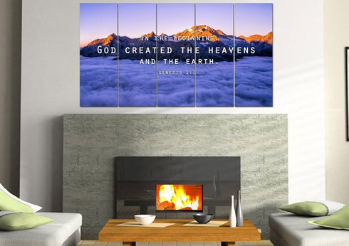 Genesis 1:1 God Created the Heavens and Earth Wall Art Canvas Print.