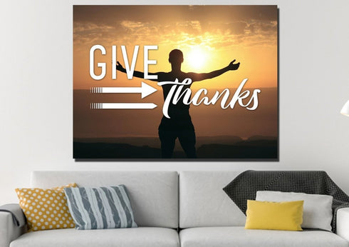 Give Thanks to God Christian Quotes Wall Art Canvas