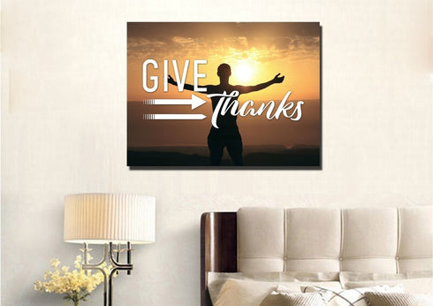 Give Thanks to God Christian Quotes Wall Art Canvas