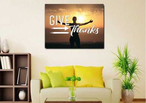 Give Thanks to God Christian Quotes Wall Art Canvas