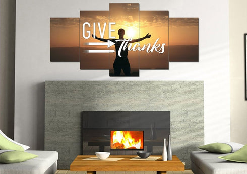 Give Thanks to God Christian Quotes Wall Art Canvas