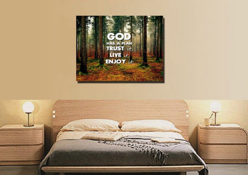 God has a plan- Trust it, Live it, Enjoy It Wall Art Canvas Print