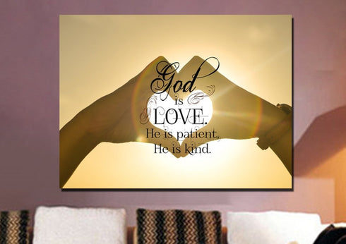 God is Love He is Patient He is Kind Wall Art Canvas Print
