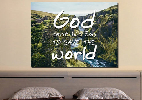 God sent his Son to save the world Wall Art Canvas Print