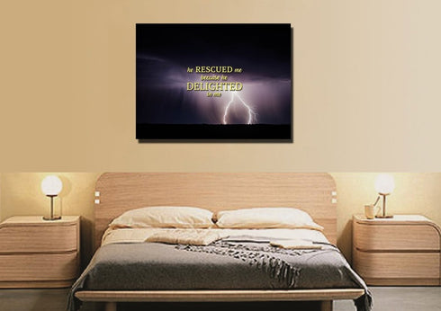 He rescued me because he delighted in me Wall Art Canvas Print