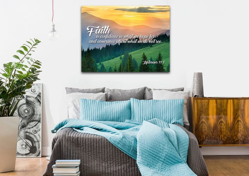 Hebrew 11:1 NIV Faith is Confidence Wall Art Canvas Print