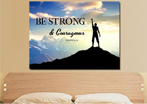 Hiker on Top #1 Joshua 1:9 Be Strong and Courageous Wall Art