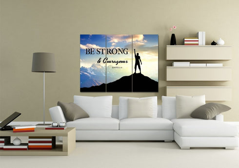 Hiker on Top #1 Joshua 1:9 Be Strong and Courageous Wall Art