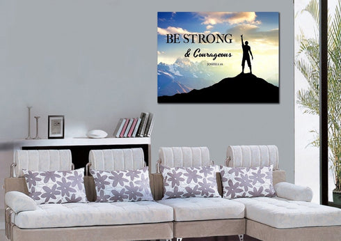 Hiker on Top #1 Joshua 1:9 Be Strong and Courageous Wall Art