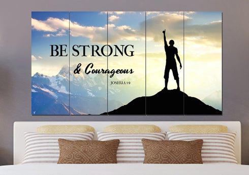 Hiker on Top #1 Joshua 1:9 Be Strong and Courageous Wall Art