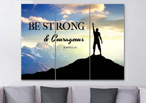 Hiker on Top #1 Joshua 1:9 Be Strong and Courageous Wall Art