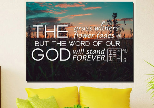 Isaiah 40:8 Word of God Will Stand Forever Canvas Wall Art Print