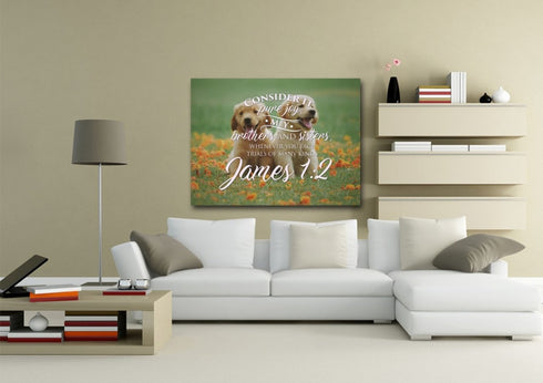 James 1:2 Consider it Pure Joy Canvas Wall Art Print
