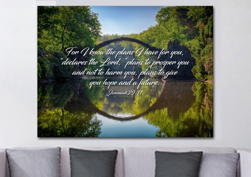 Jeremiah 29:11 For I know the Plans I have for you declares the Lord Bible Verse Canvas Wall Art