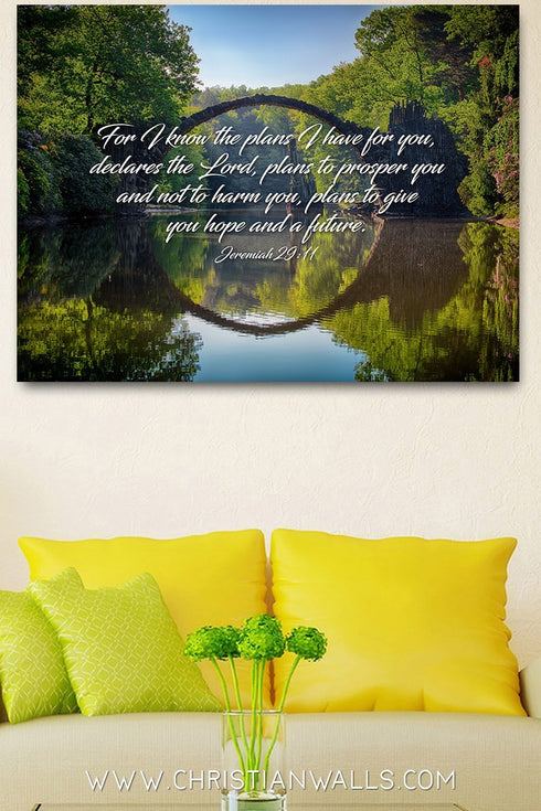 Jeremiah 29:11 For I know the Plans I have for you declares the Lord Bible Verse Canvas Wall Art