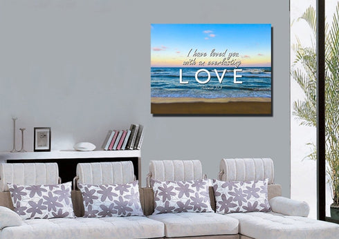 Jeremiah 31:3 'Loved you with Everlasting Love' Wall Art Canvas Print