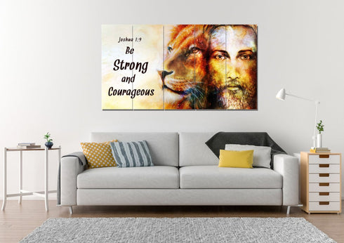 Jesus & Lion #9 Joshua 1:9 Be Strong and Courageous Wall Art