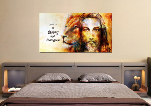Jesus & Lion #9 Joshua 1:9 Be Strong and Courageous Wall Art