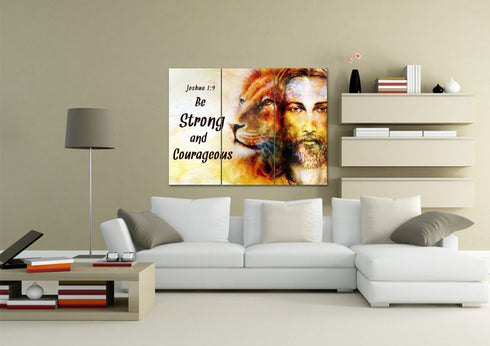 Jesus & Lion #9 Joshua 1:9 Be Strong and Courageous Wall Art
