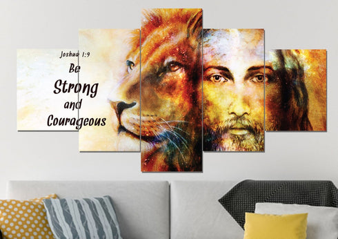 Jesus & Lion #9 Joshua 1:9 Be Strong and Courageous Wall Art