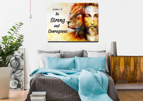 Jesus & Lion #9 Joshua 1:9 Be Strong and Courageous Wall Art