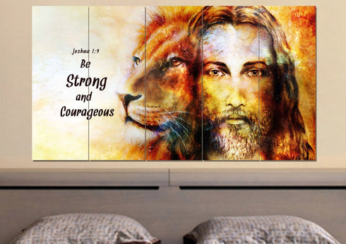 Jesus & Lion #9 Joshua 1:9 Be Strong and Courageous Wall Art