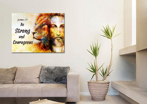 Jesus & Lion #9 Joshua 1:9 Be Strong and Courageous Wall Art
