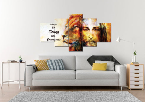 Jesus & Lion #9 Joshua 1:9 Be Strong and Courageous Wall Art