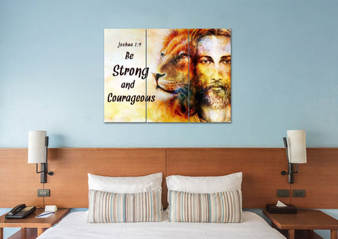 Jesus & Lion #9 Joshua 1:9 Be Strong and Courageous Wall Art