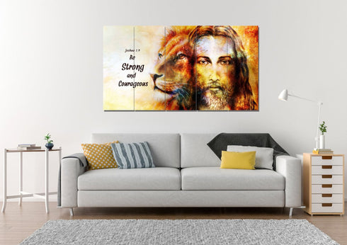Jesus & Lion #9 Joshua 1:9 Be Strong and Courageous Wall Art