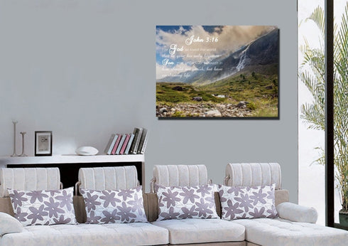John 3:16 KJV #10 Bible Verse Canvas Wall Art