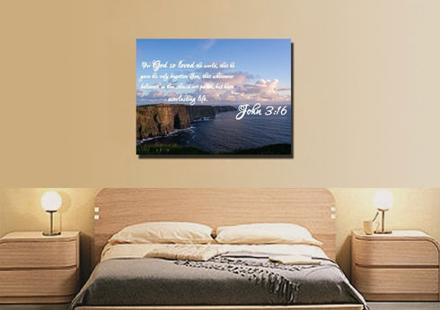 John 3:16 KJV #12 Bible Verse Canvas Wall Art