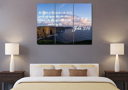 John 3:16 KJV #12 Bible Verse Canvas Wall Art