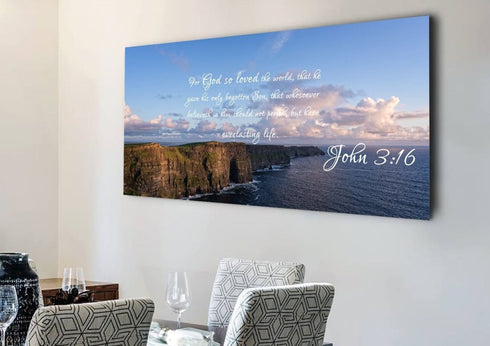 John 3:16 KJV #12 Bible Verse Canvas Wall Art
