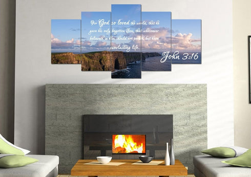 John 3:16 KJV #12 Bible Verse Canvas Wall Art