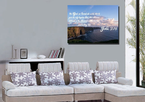 John 3:16 KJV #12 Bible Verse Canvas Wall Art