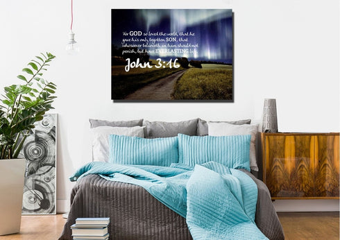 John 3:16 KJV #13 Bible Verse Canvas Wall Art