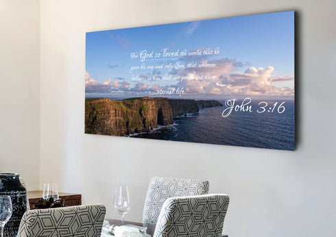 John 3:16 NIV #12 Bible Verse Canvas Wall Art